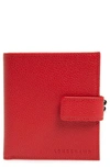Longchamp 'le Foulonne' Pebbled Leather Wallet In Red Orange