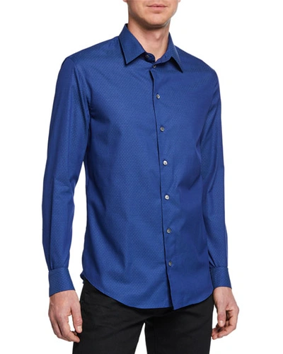 Emporio Armani Men's Pindot Sport Shirt In Blue