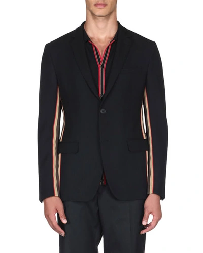 Fendi Men's Striped Blazer In Black