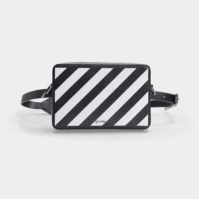 Off-white Off White | Diag Fanny Pack In White And Black Calfskin