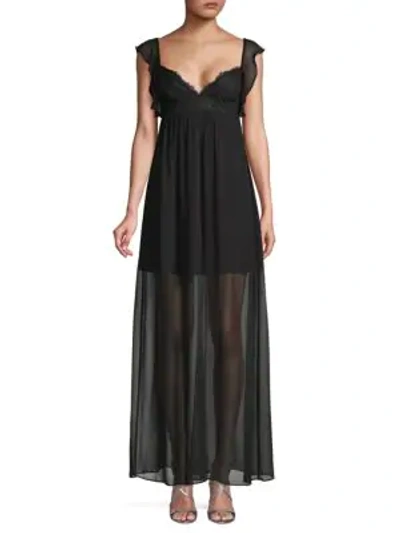 Bcbgeneration Cap-sleeve Maxi Dress In Black