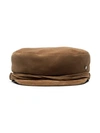 Maison Michel Brown Abby Suede Sailor Cap