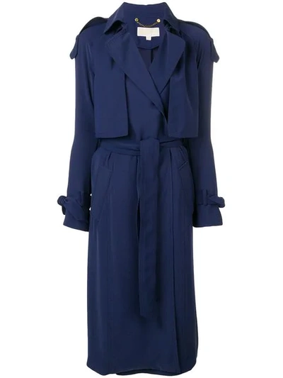 Michael Michael Kors Relaxed Fit Trench Coat In Blue