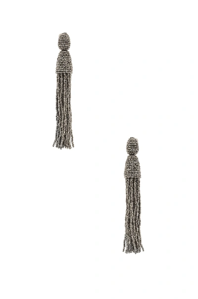 Oscar De La Renta Long Tassel Drop Clip Earrings In Metallics