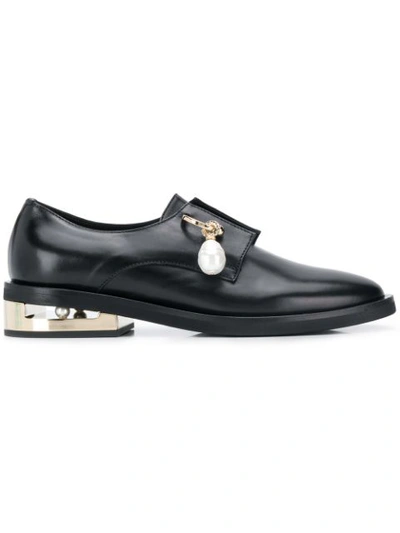 Coliac Pearl Pierced Loafers In Black