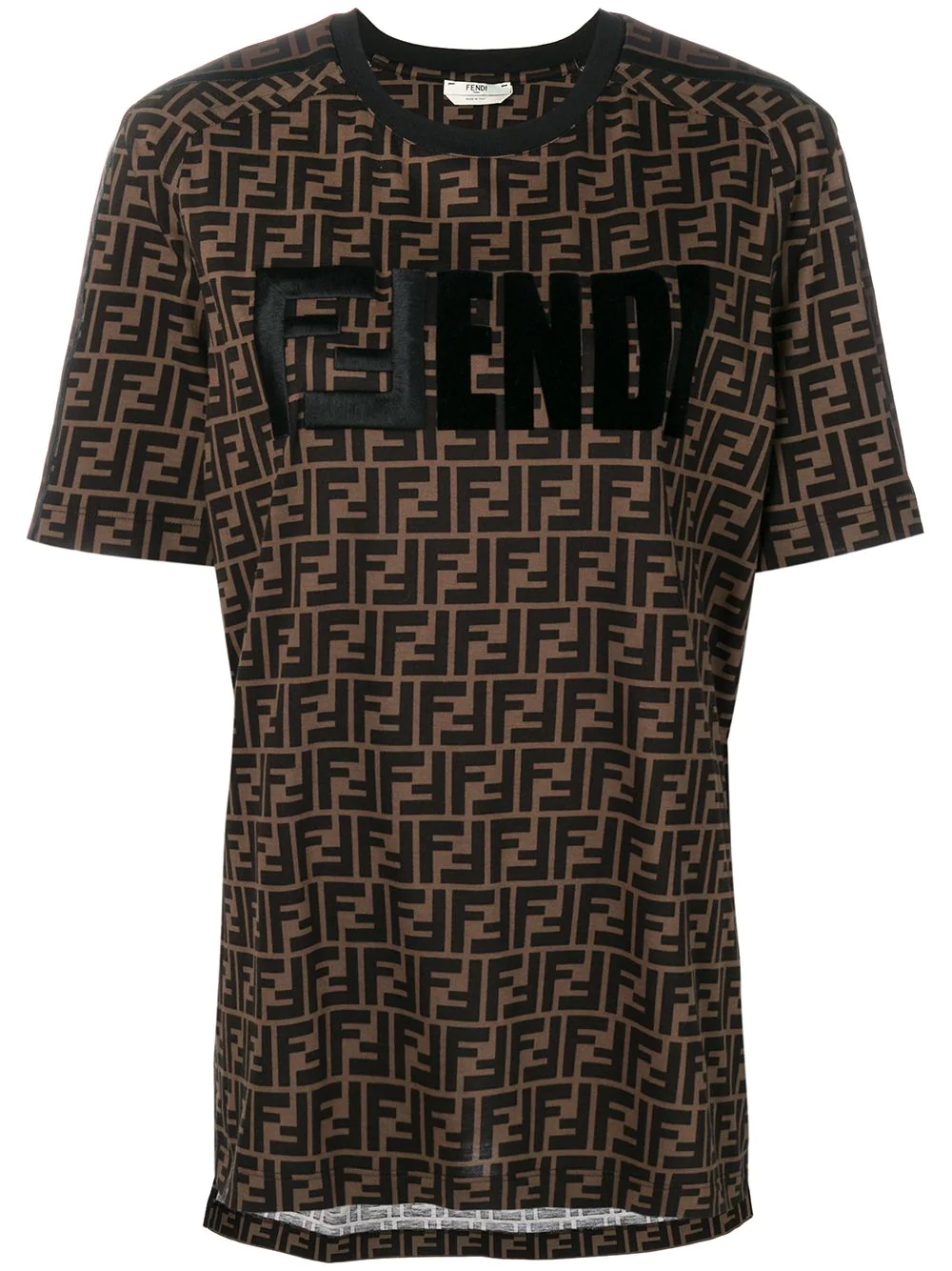 Fendi Logo Pattern Printed T-Shirt - Brown | ModeSens