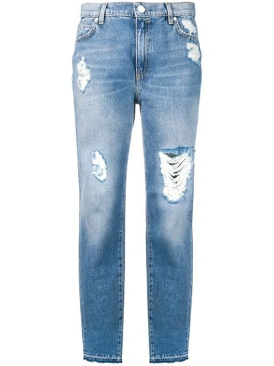 Pinko Ripped Cigarette Jeans In Blue