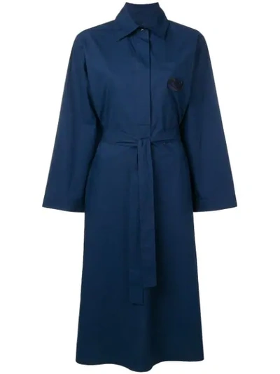 Etro Belted Shirt Dress In Blue