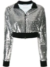 Chiara Ferragni Cropped Sequinned Jacket In Silver