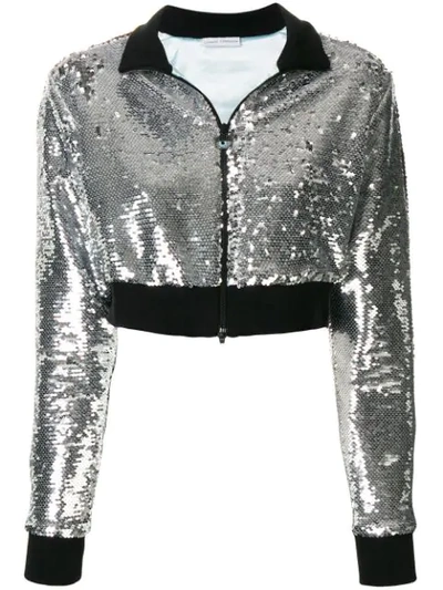 Chiara Ferragni Cropped Sequinned Jacket In Silver