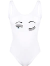 Chiara Ferragni Winking Eye Swimsuit In White