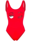 Chiara Ferragni One-piece Swimsuit With Eyes Flirting Logo In Red
