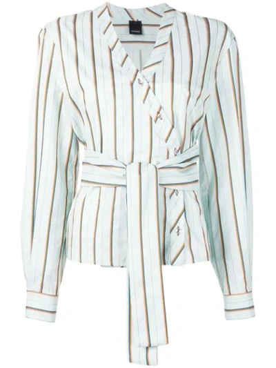 Pinko Stripped Blouse In Green