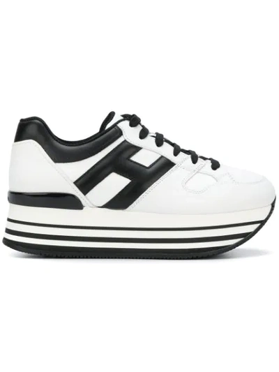 Hogan 70mm Maxi 222 Leather Sneakers In White