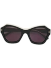 Stella Mccartney Black Oversized Sunglasses In Black & Ivory
