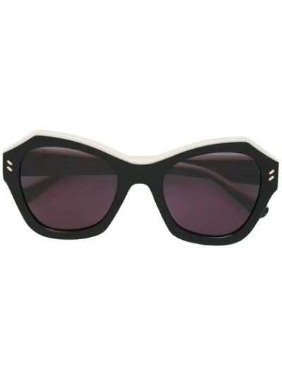 Stella Mccartney Black Oversized Sunglasses In Black & Ivory