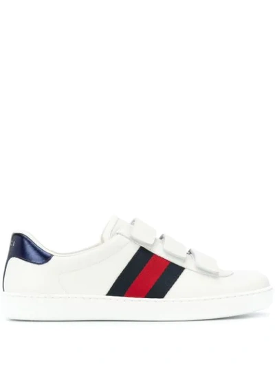 Gucci New Ace Web-stripe Low-top Leather Trainers In White