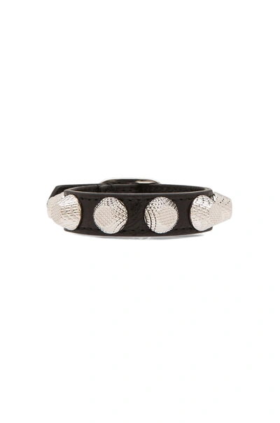 Balenciaga Giant 12 Leather Bracelet With Studs, Gris Fossile In Black |  ModeSens