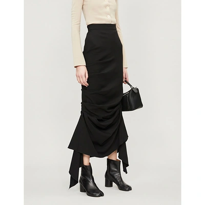 Awake Asymmetric Draped-panel Stretch-crepe Skirt In Black