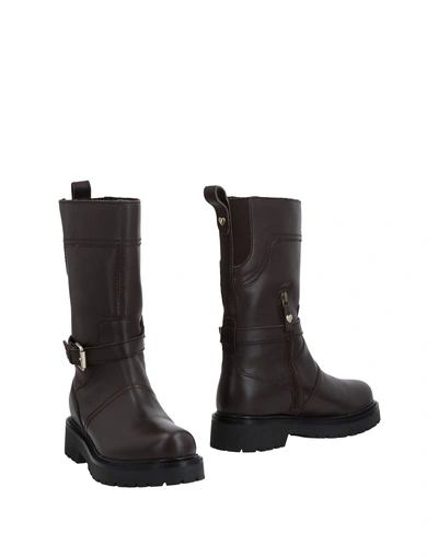 Twinset Knee Boots In Dark Brown