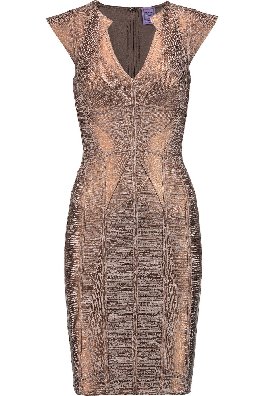Herve Leger Metallic Coated Bandage Mini Dress | ModeSens