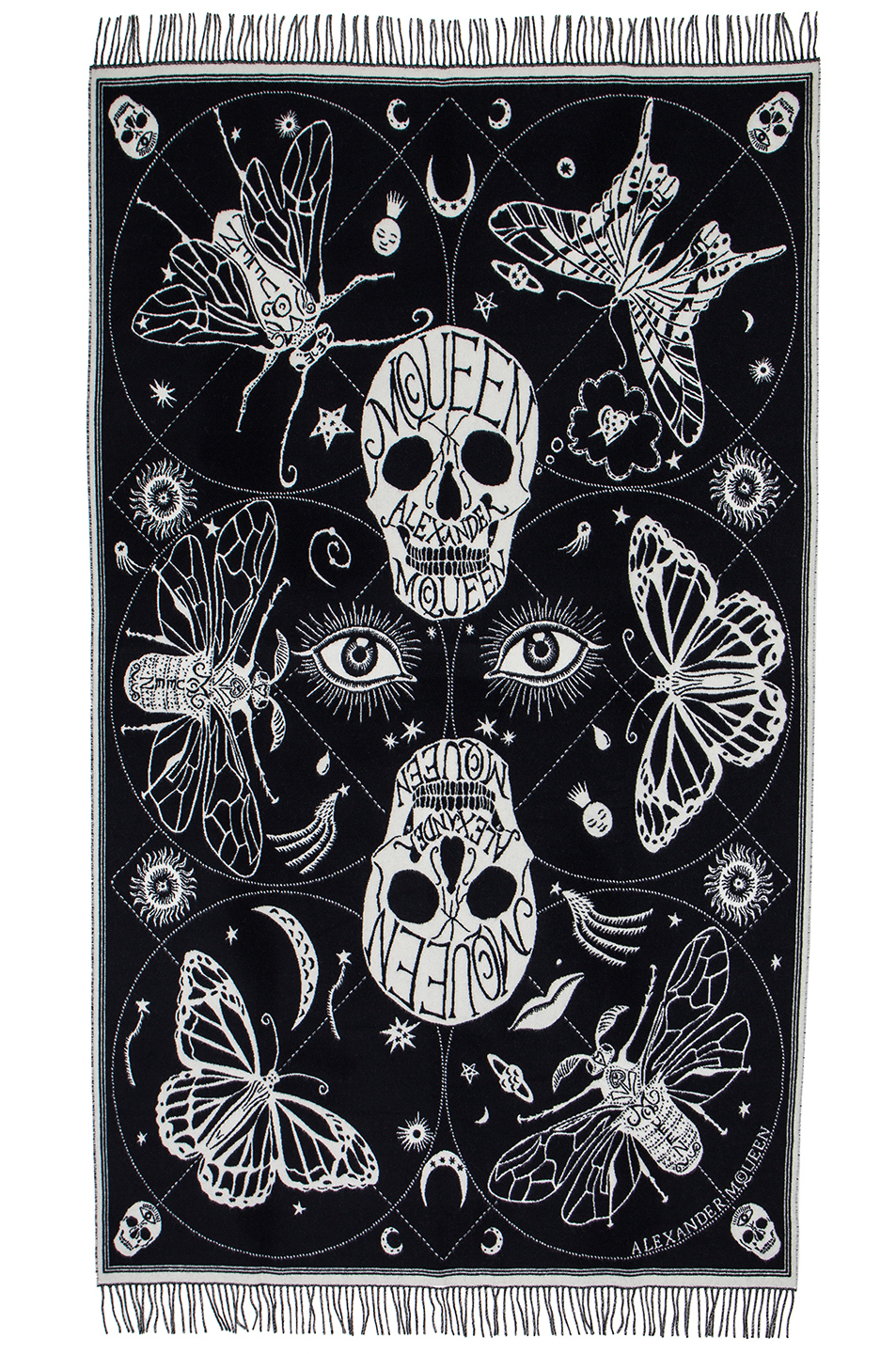 Alexander Mcqueen Zodiac Blanket In Midnight Blue & Ivory ModeSens