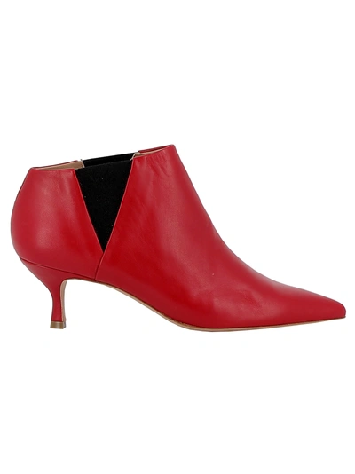 Golden Goose Red Leather Ankle Boots