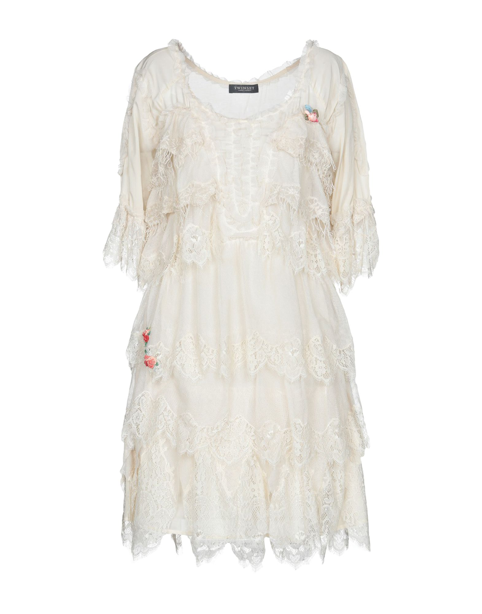 Twinset Short Dress In Ivory | ModeSens