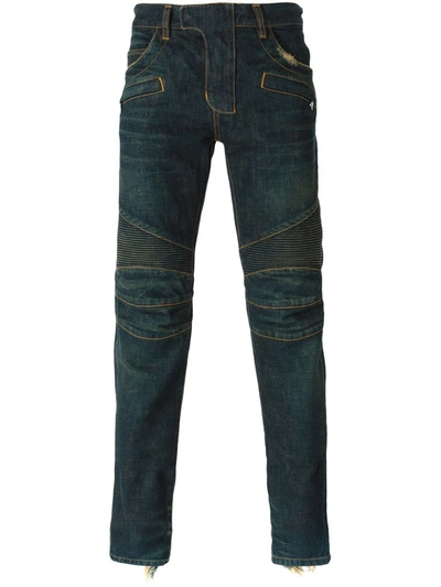 Balmain Biker Jeans In Blue