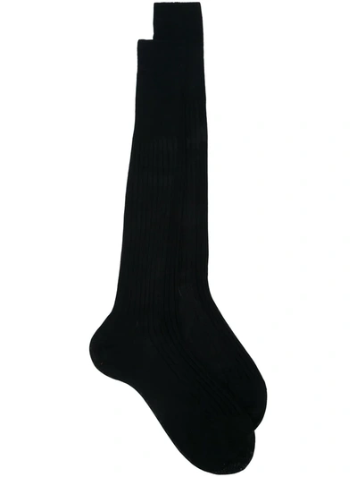 Fashion Clinic Timeless Ribbed High Socks In Blue