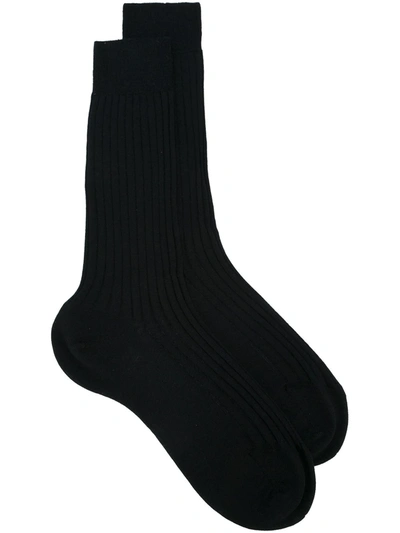 Fashion Clinic Timeless Knitted Ribbed Socks In Blue