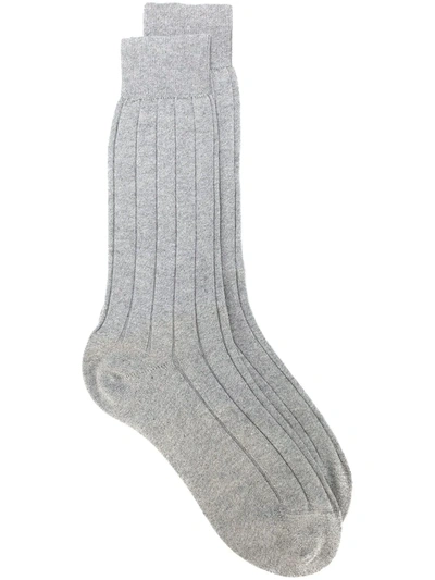 Fashion Clinic Timeless High Ankle Ribbed Socks In Grey