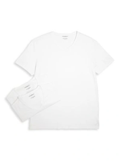 Emporio Armani Pure Cotton 3-pack V-neck T-shirts In White