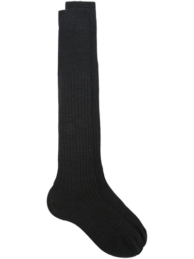Fashion Clinic Timeless High Ribbed Socks In Grey