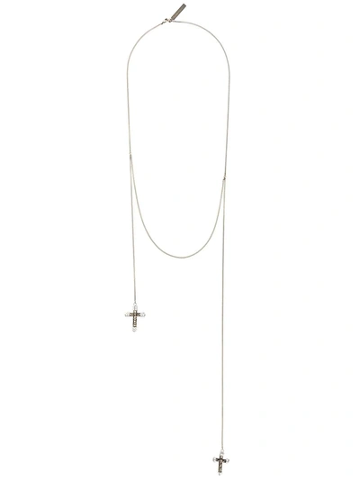 Givenchy Double Crucifix Pendant Necklace - Metallic