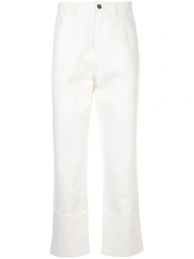 Raf Simons Straight Leg Logo Patch Jeans In White