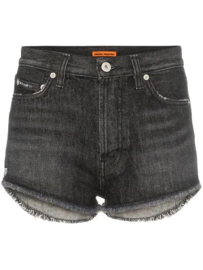Heron Preston Distressed Hem Denim Shorts In Black