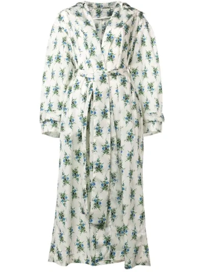 Emilia Wickstead Rose Print Robe Coat In Neutrals
