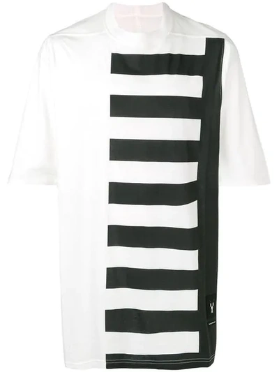 Rick Owens Drkshdw Striped Panel T-shirt In White