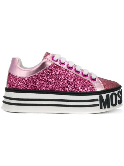 moschino glitter platform sneakers