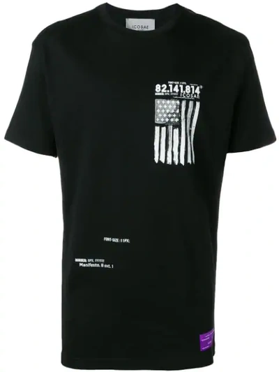 Icosae Flag Logo T-shirt In Black