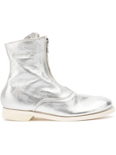 Guidi Zipped Ankle Boots In Silver