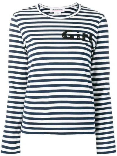 Comme Des Garcons Girl Striped Longsleeved T-shirt In Blue