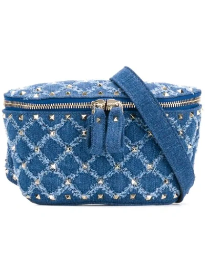Valentino Garavani Rockstud Spike Small Denim Belt Bag In Blue