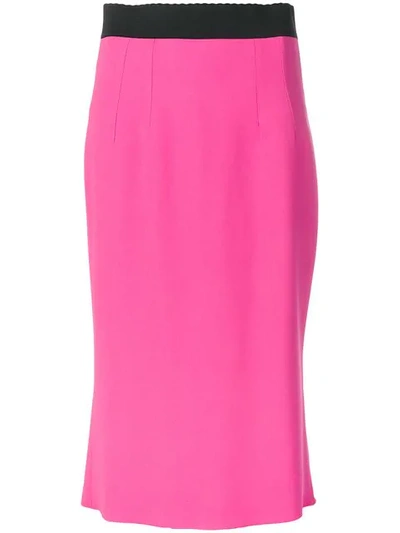 Dolce & Gabbana High Waist Pencil Skirt In Pink
