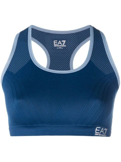 Ea7 Compression Sports Bra In Blue