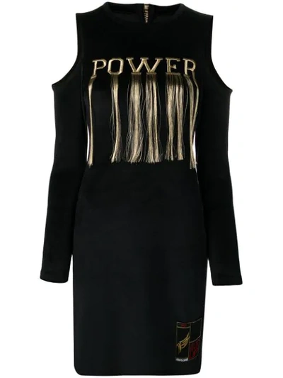 Roberto Cavalli Embroidered 'power' Dress In Black