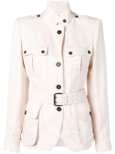 Tom Ford Belted Single-breasted Jacket In Pink