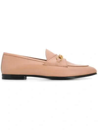 Tom Ford Leather Loafers With Chain Detail In Neutrals