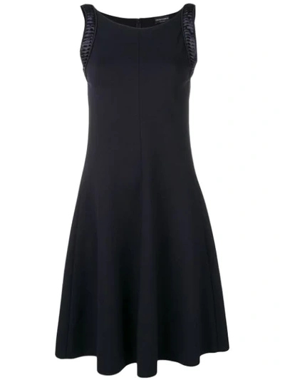 Emporio Armani Pleated Detail Dress In Blue